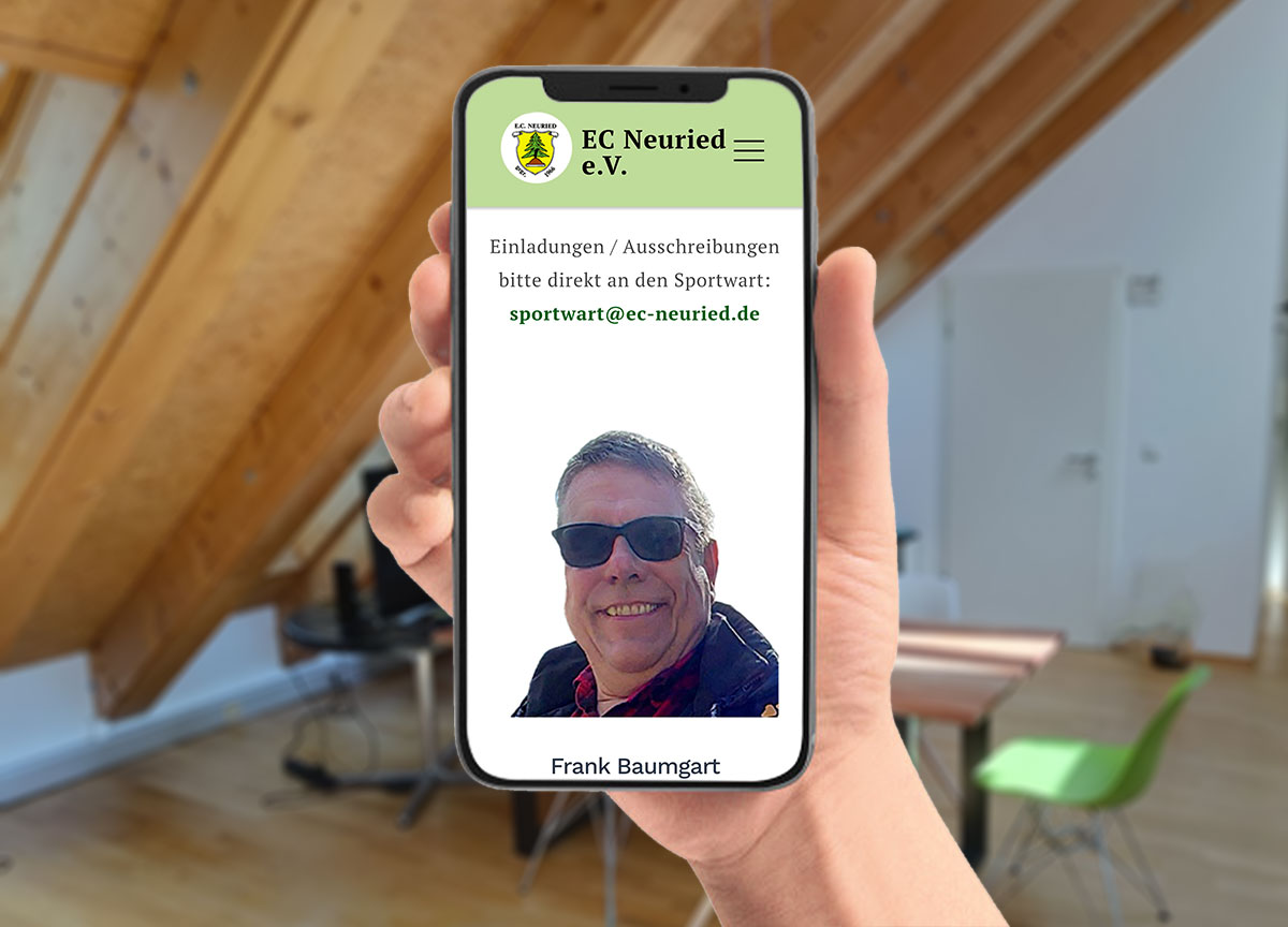 Webdesign für EC Neuried e.V. als Mobilansicht