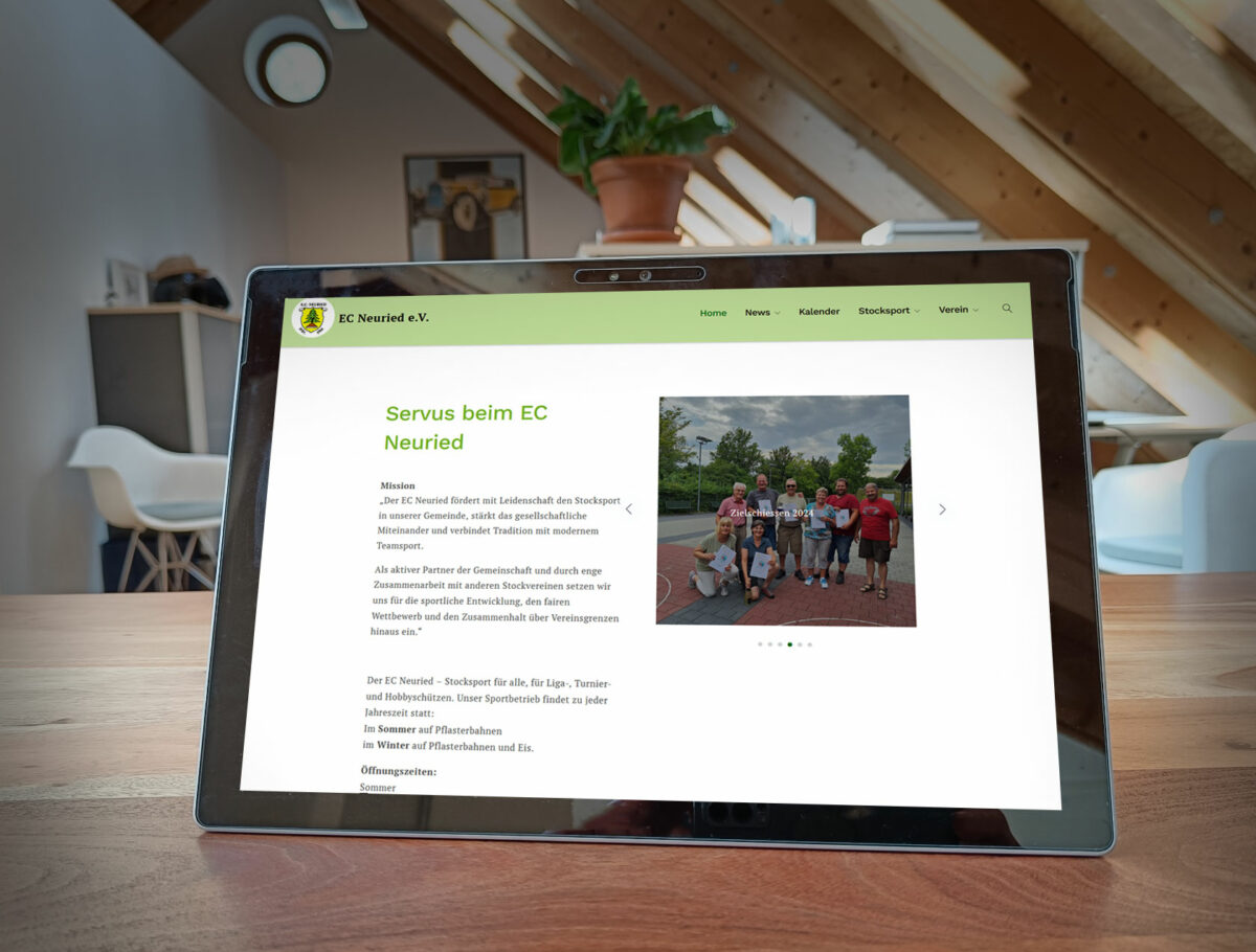 Webdesign für EC Neuried e.V. in Tablet Ansicht