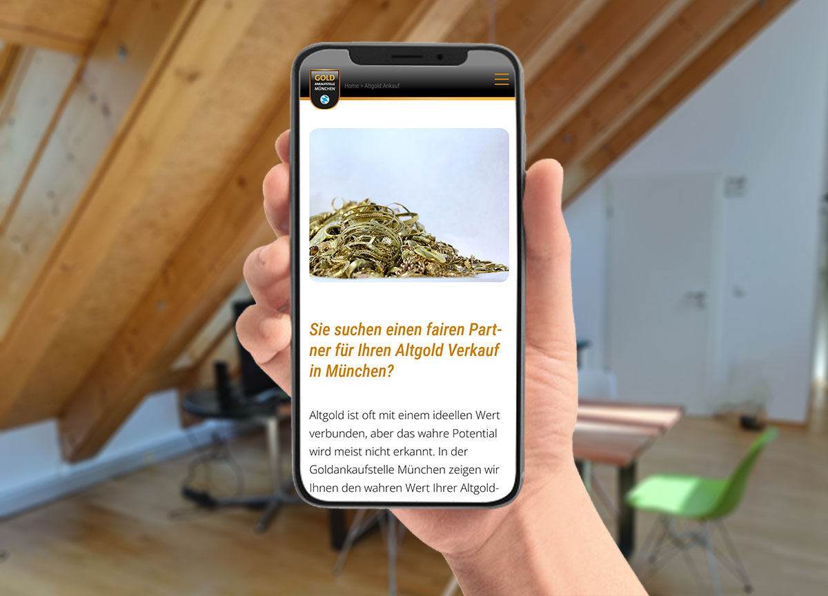 Webdesign Referenz Goldankaufstelle München Mobilansicht