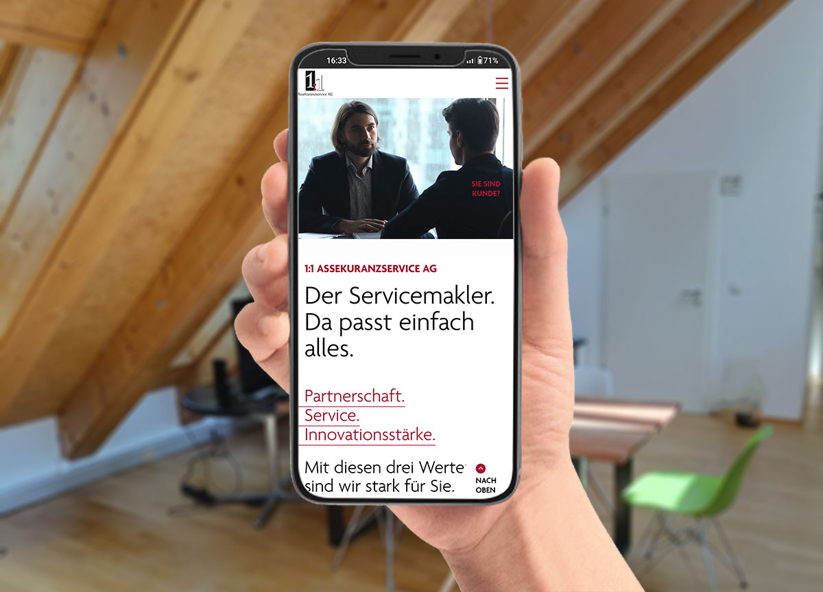 Webdesign Referenz TYPO3 Makler Mobilansicht